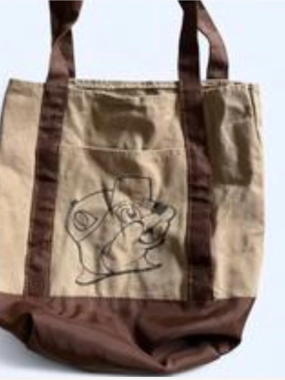 Canvas Tote Bag with Bucky on both sides - Brown/Tan